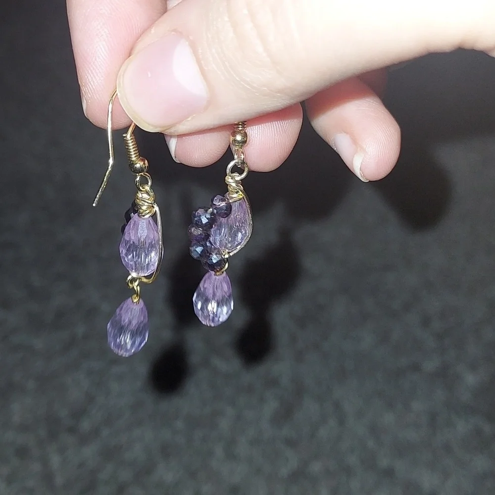 4/$18 2 sets handmade mexico purple dangle earrings